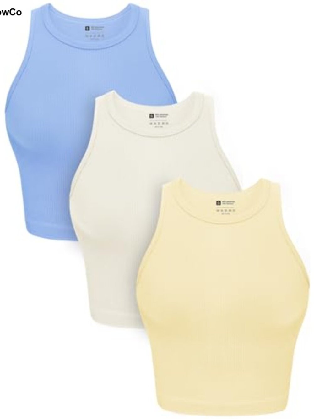 3 Pack Crop Tank Tops Seamless Ribbed Racerback Workout Yoga Gym Tees